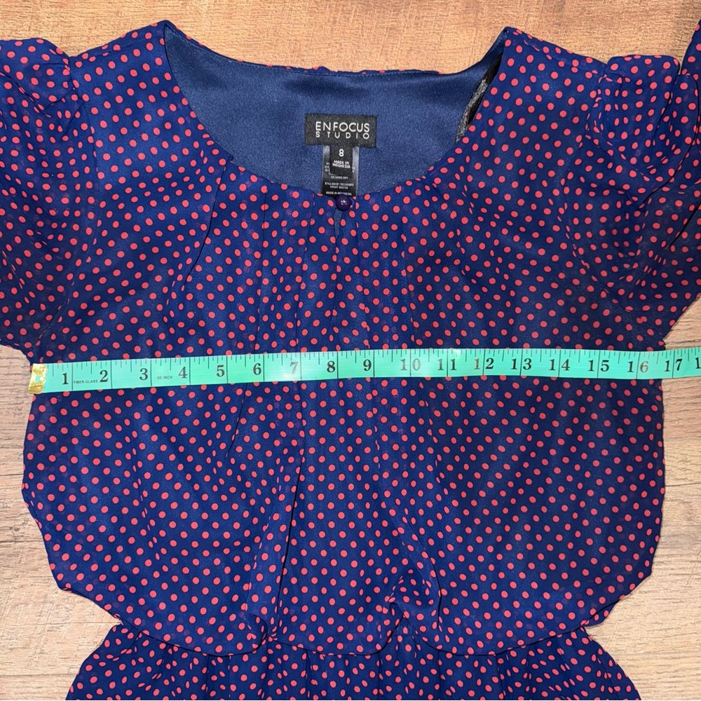 Enfocus Studio Navy With Red Polka Dot Dress - Picture 5 of 13